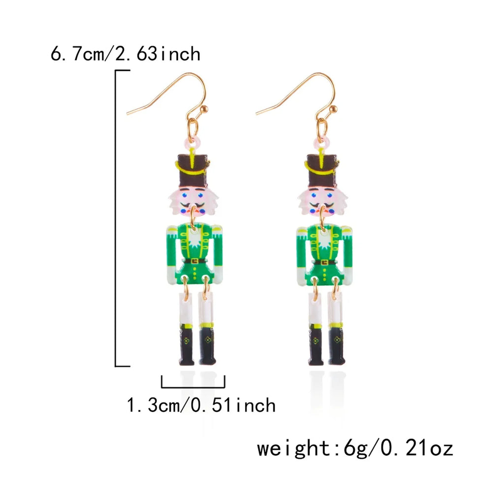Christmas Acrylic Heart Santa Claus Deer Candy Crutch Xmas Tree Soldier Drop Earrings Cute Holiday Jewelry For Women Men Gifts