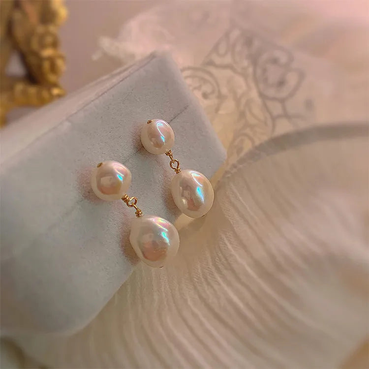 Simple Design Water Drop Natural Baroque Freshwater Pearl 925 Silver Needle Female Tassels Stud Earrings Wholesale Jewelry Gifts
