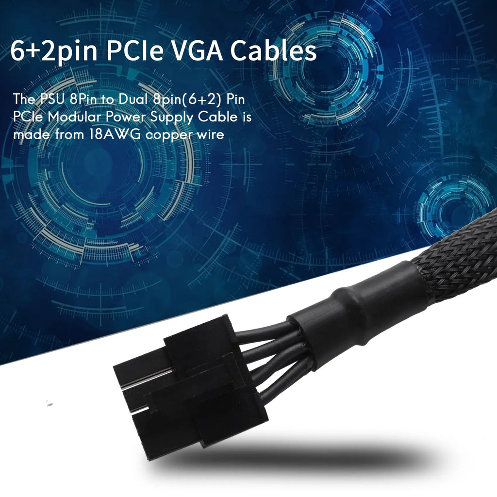 PSU 8Pin to Dual 8Pin(6+2) Pin PCIe Modular Power Supply Cable for EVGA Supernova G2 G3 P2 T2 GS 650 750 850 1000 1600