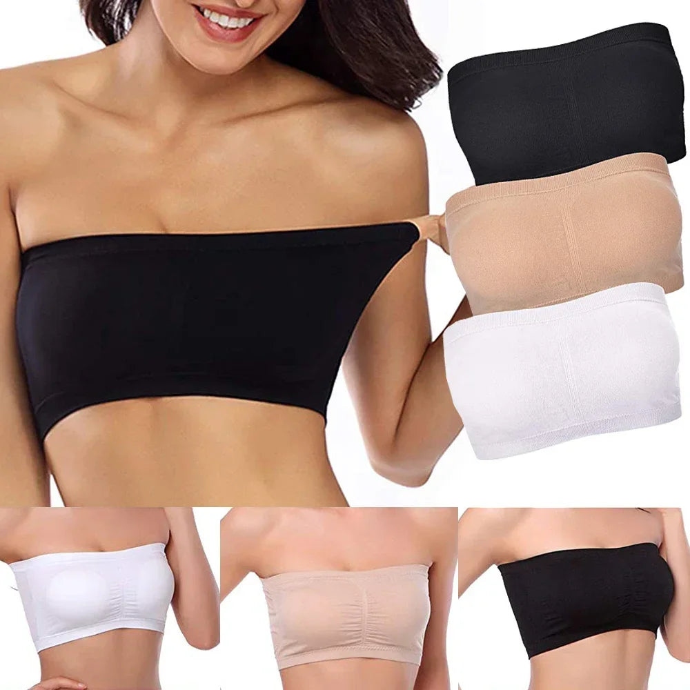 Breathable Strapless Bandeau Bra Underwear Without Pad Sleep Underwear Sports Bra Women Sexy Lingerie Lace Seamless Tube Top