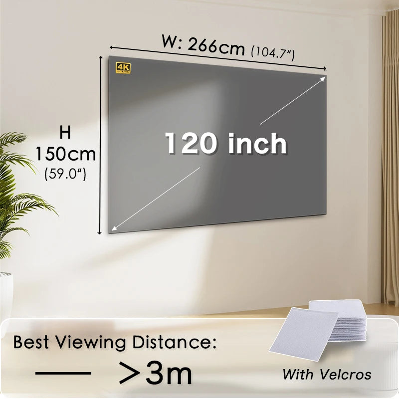 Portable Projector Screen 16:9 Foldable Projection Screens Home Cinema House Indoor Outdoor Theater 4K HD 1080P Anti Light Flat