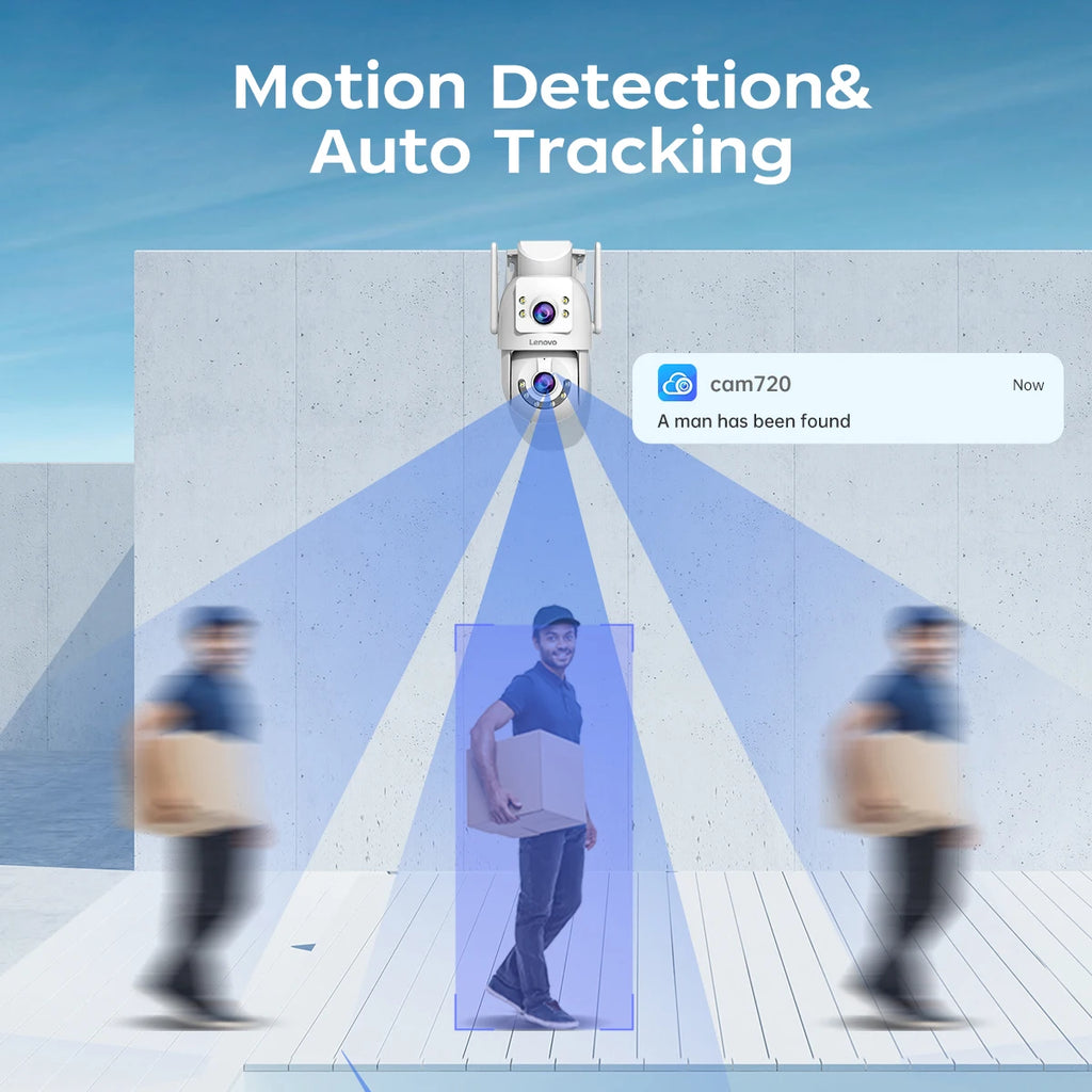Lenovo HD PTZ Camera Outdoor 6MP Dual Lens Dual Screen 5G Wifi Auto Tracking CCCTV Camera Security Protection Video Surveillance