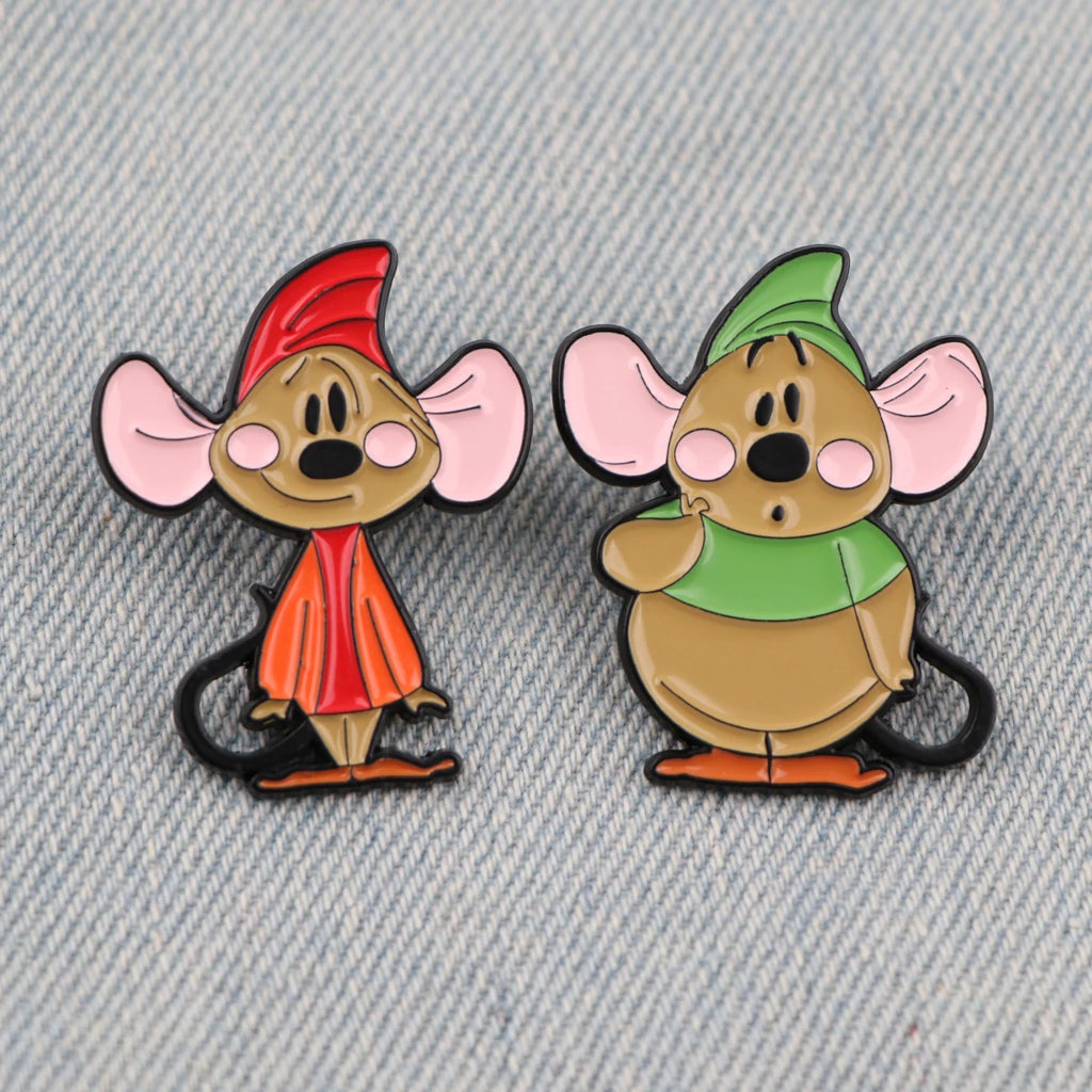 Fairy Tale Enamel Pins Cute Cartoon Mouse Brooches for Backpacks Clothing Lapel Badges Anime Jewelry Gift for Kids Women