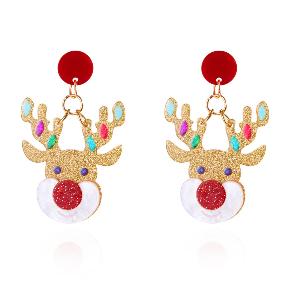 Christmas Acrylic Heart Santa Claus Deer Candy Crutch Xmas Tree Soldier Drop Earrings Cute Holiday Jewelry For Women Men Gifts