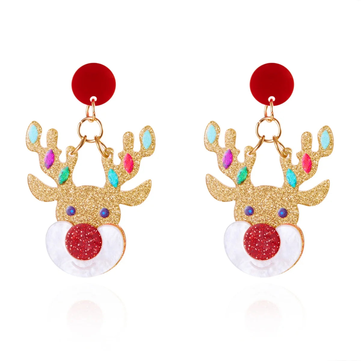 Christmas Acrylic Heart Santa Claus Deer Candy Crutch Xmas Tree Soldier Drop Earrings Cute Holiday Jewelry For Women Men Gifts