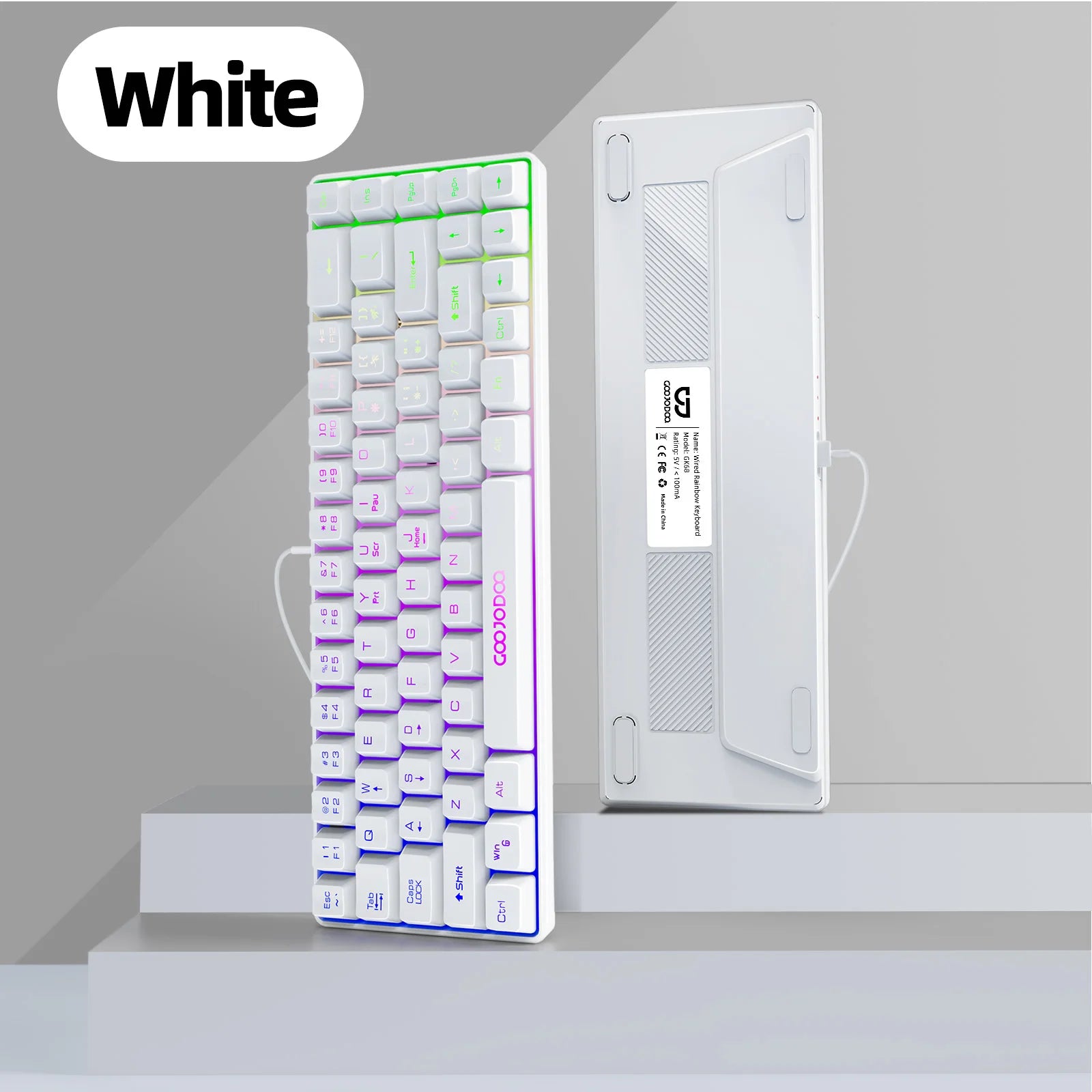 GOOJODOQ Mini 60% Gaming Keyboard Portable Wired Portable Wired Mechanical Keyboard RGB Backlit 68 Key Ultra-Compact Keyboard