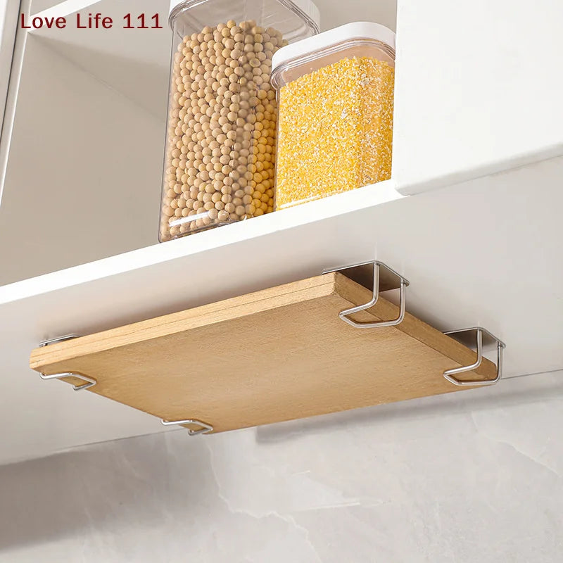 New 4PCS Kitchen Storage Rack Wall Mounted Pot Cover Rack Cabinet Bottom Cutting Board Rack Vegetable Board Storage Rack