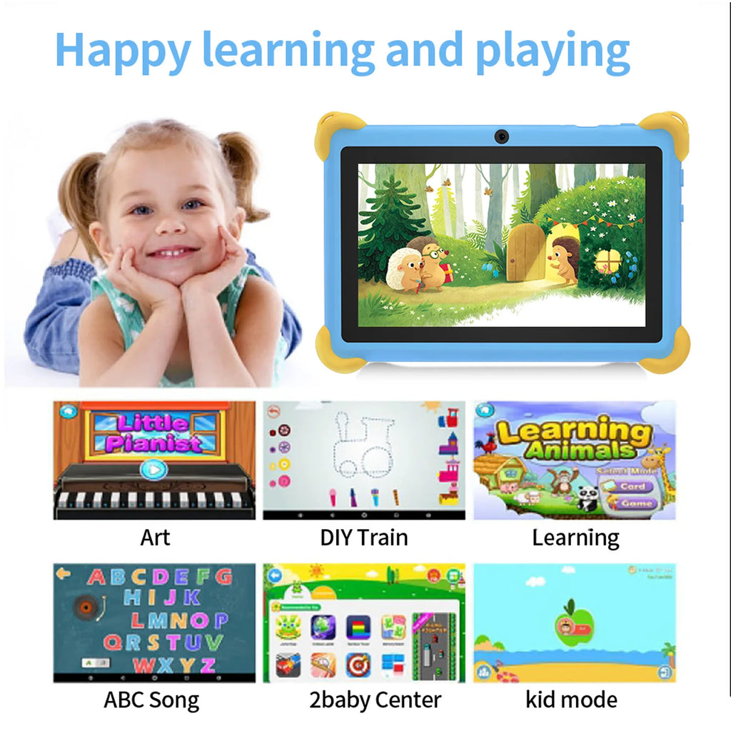 New 7 Inch 5G Pad Cartoon Pattern Kids' tablets Android Learning Education Tablet PC Kids-Proof protective Case Tablet 4000mAh
