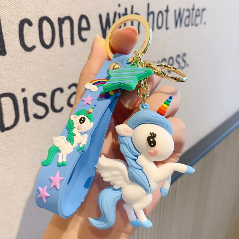 Cartoon Rainbow Horse Key Ring Cute Unicorn Car Keychain Pendant Fashion Creative Trend Bag Pendant Gift Key RingGiftAccessories