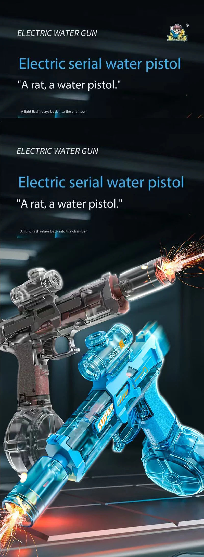 Electric Gatling LED Light Water Gun High-Speed Continuous Burst Rotating Summer Outdoor Beach Pool Party shooting Toy Gift