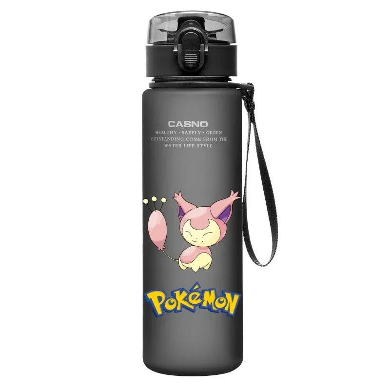 560ML Pokemon Water Cup Pikachu Mewtwo Gengar Portable Plastic Cartoon Outdoor Sports Large Capacity Travel Hiking Water Bottle
