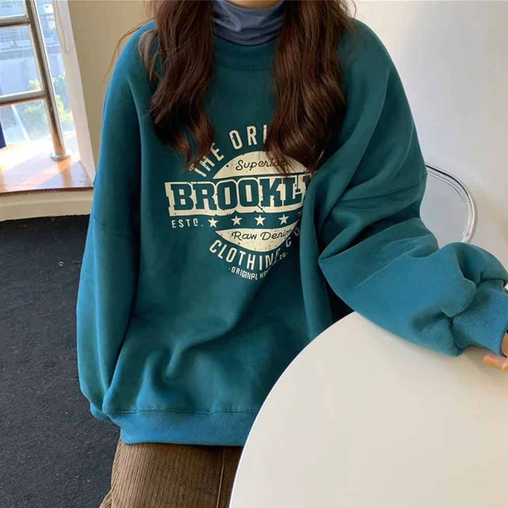 Women Hoodies Office Lady Loose Coat Korean Fashion Sweatshirts Letter Printed Pullovers 2024 Spring Woman clothing Y2k Hoodies