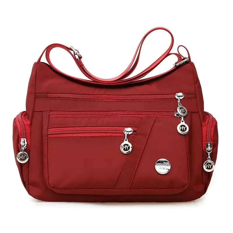 Large Capacity Waterproof Nylon Shoulder Bag Multi-Pocket Crossbody Bag Female Bag Shopping Travel Lady Handbag Leisure Purse