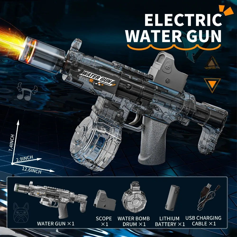 Simulated Flame Electric Water Gun Large Capacity Summer Beach Swimming Pool Outdoor Water Fighting Toy for Children Adults Gift