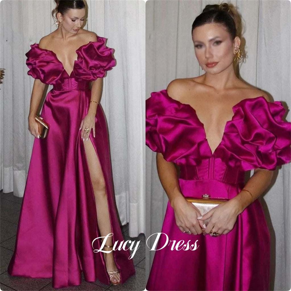 Prom Dress Evening Satin Line A Three-dimensional Rotator Cuff Elegant Party Long Dresses for Formal Occasions Luxury Customized