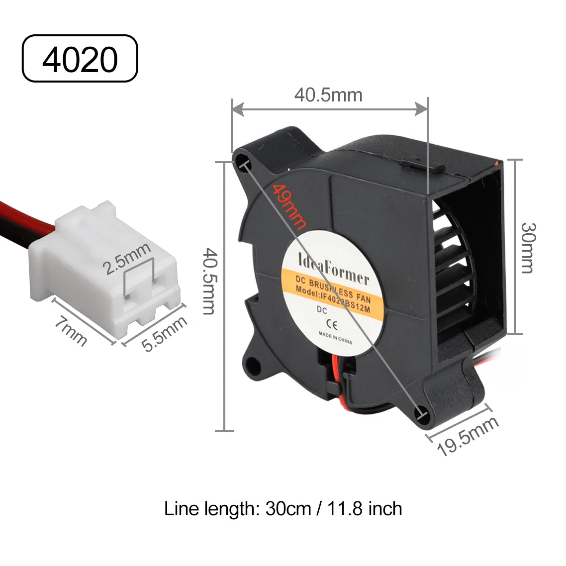 3010/4010/5015/5010/ DC Cooling Fan Centrifugal Blower Fan 5V 12V / 24V Brushless 2-Wire Cooling Fan For 3D Printer Accessories