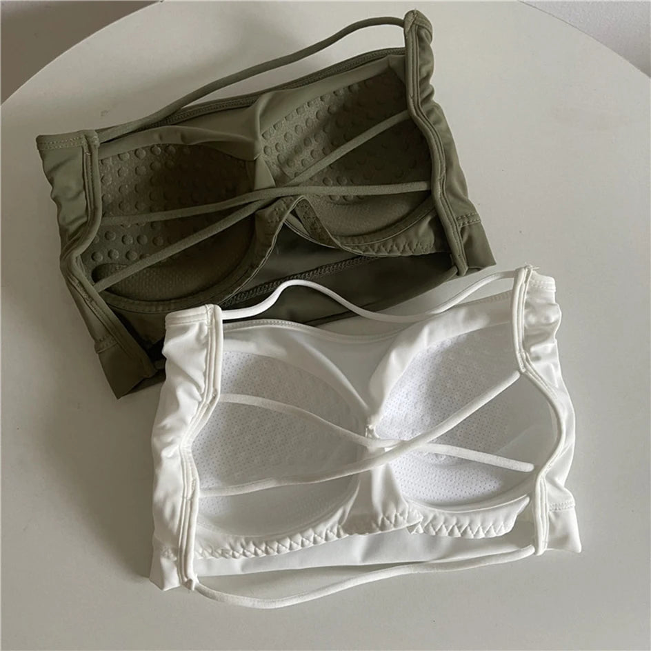 Seamless Tube Top Ice Silk Sexy Wrap Chest For Women Push Up  Bras Strapless Underwear Solid Color  Bralette Lingerie