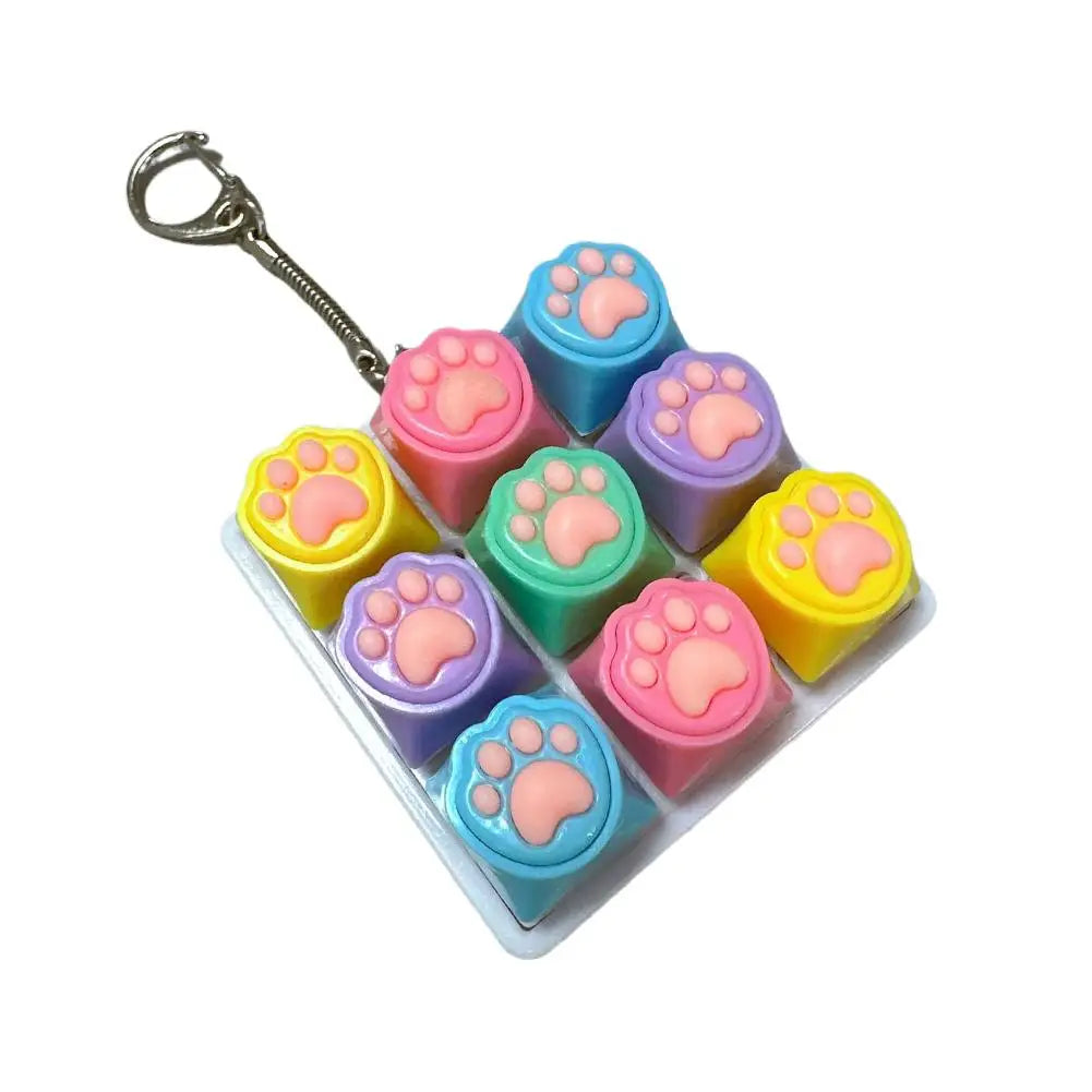 Cat Pawl Decompression 9 Keyboard Key Toy For Adults Antistress Toys Boys Girls Anti Stress Finger Keyboard Games Keychain