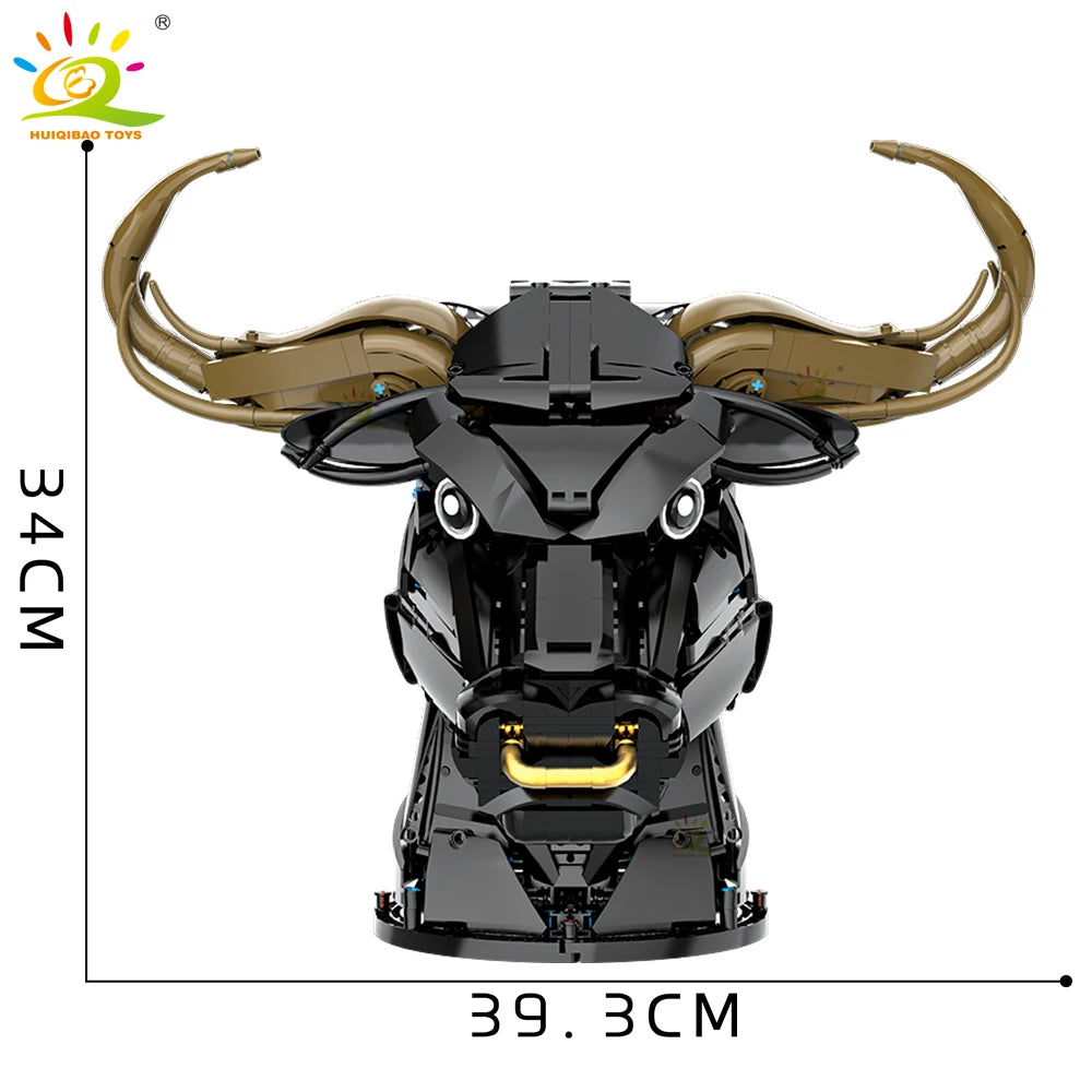 HUIQIBAO MOC Creative Wolf Deer Eagle Head Model Building Blocks Animal Pendant Wall Decor Wall Hanging Sculpture Home Decor Toy