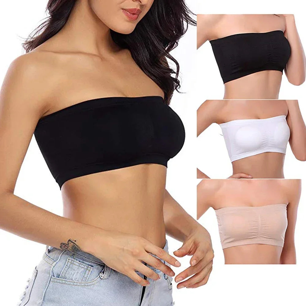 Breathable Strapless Bandeau Bra Underwear Without Pad Sleep Underwear Sports Bra Women Sexy Lingerie Lace Seamless Tube Top