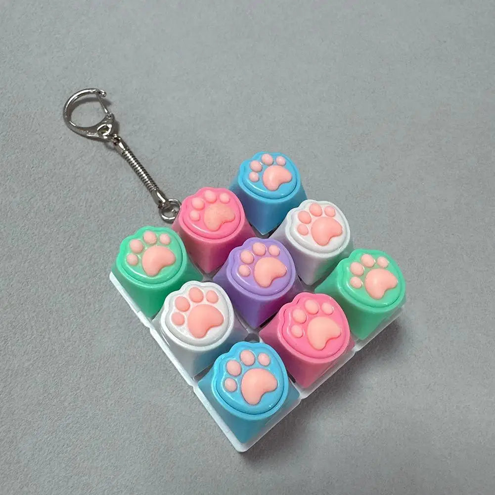 Cat Pawl Decompression 9 Keyboard Key Toy For Adults Antistress Toys Boys Girls Anti Stress Finger Keyboard Games Keychain