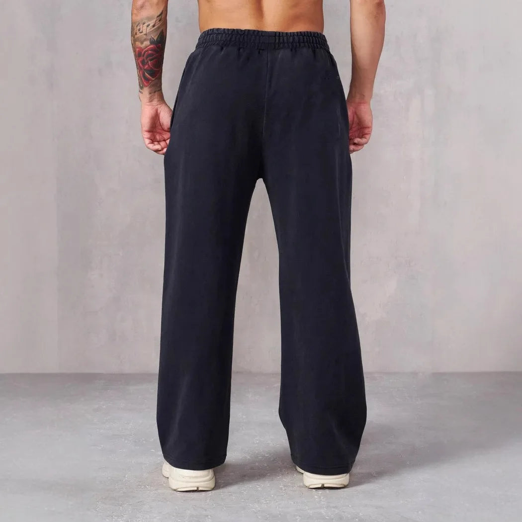 Comfortable Men's Straight Leg Sweatpants Y2K Retro Style Loose Fit Joggers Hip Hop Casual Pants with Big Pockets