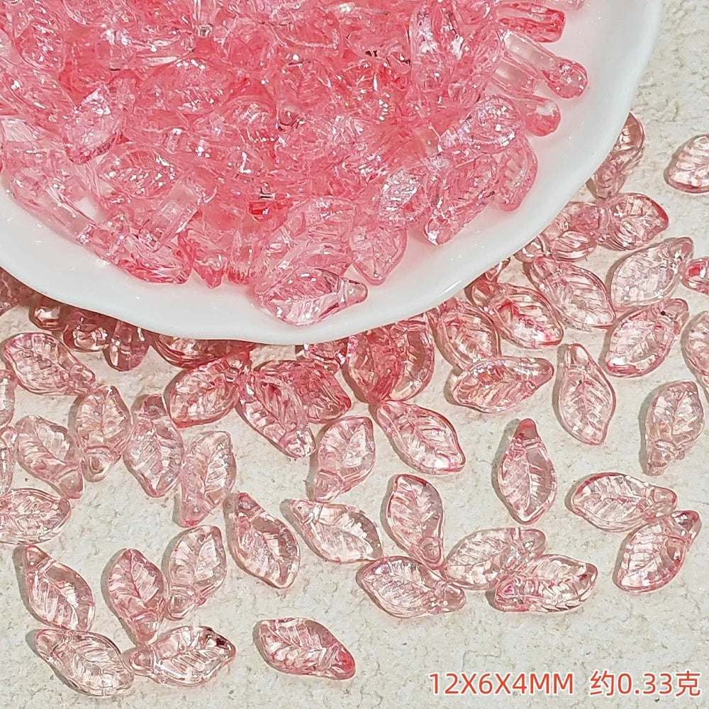 New 30pcs12x6mm Cute Grape Leaf Shaped Glass Beads Loose Spacer Beads For Jewelry Making Handmade Crafts Diy Bracelet Necklace