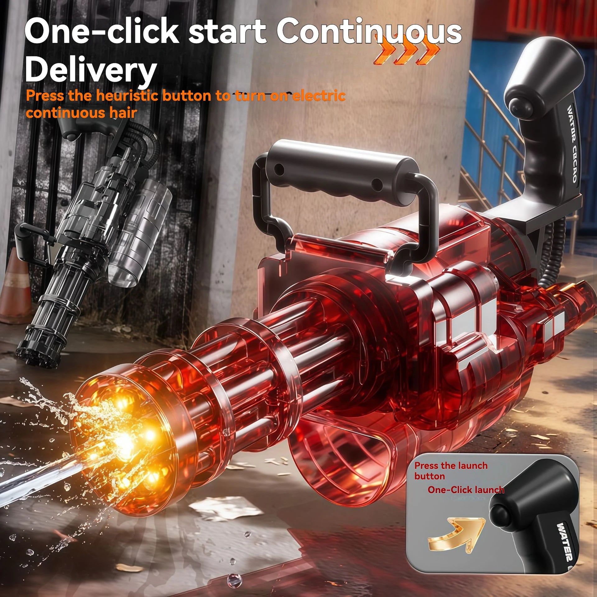 2026 New Flash Gatling Electric Repeating Water Gun Children's Toy Boy Rotating Strong Summer Water Spray Gun
