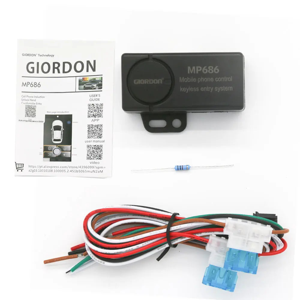 Smartphone Car Alarm System, Compatível com iOS e Android Phone, Remoto Smart Key Car Start and Stop System, PKE Car