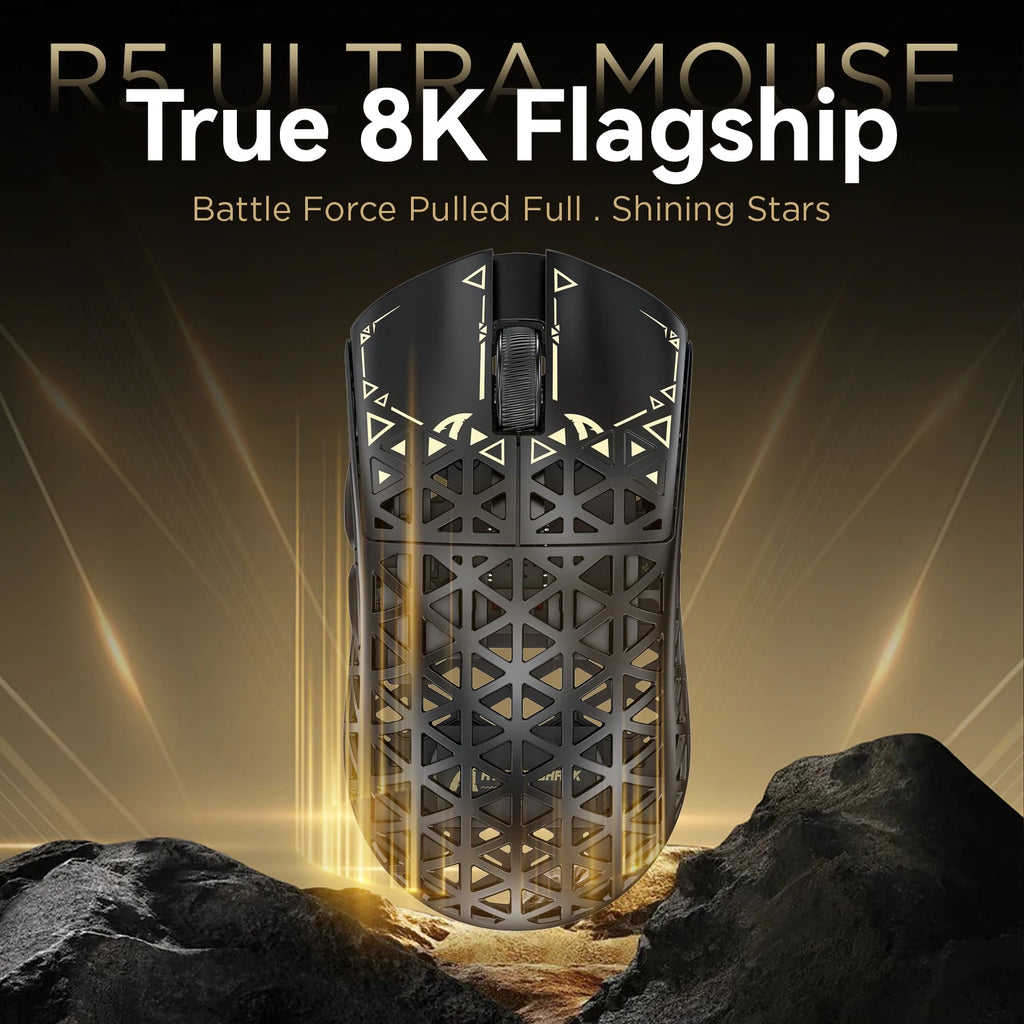 ATTACK SHARK R5 ULTRA Wireless Gaming Mouse - 8K Polling,PAW3950MAX Sensor,42,000 DPI,Carbon Fiber Ultra-Light for Pro Esport