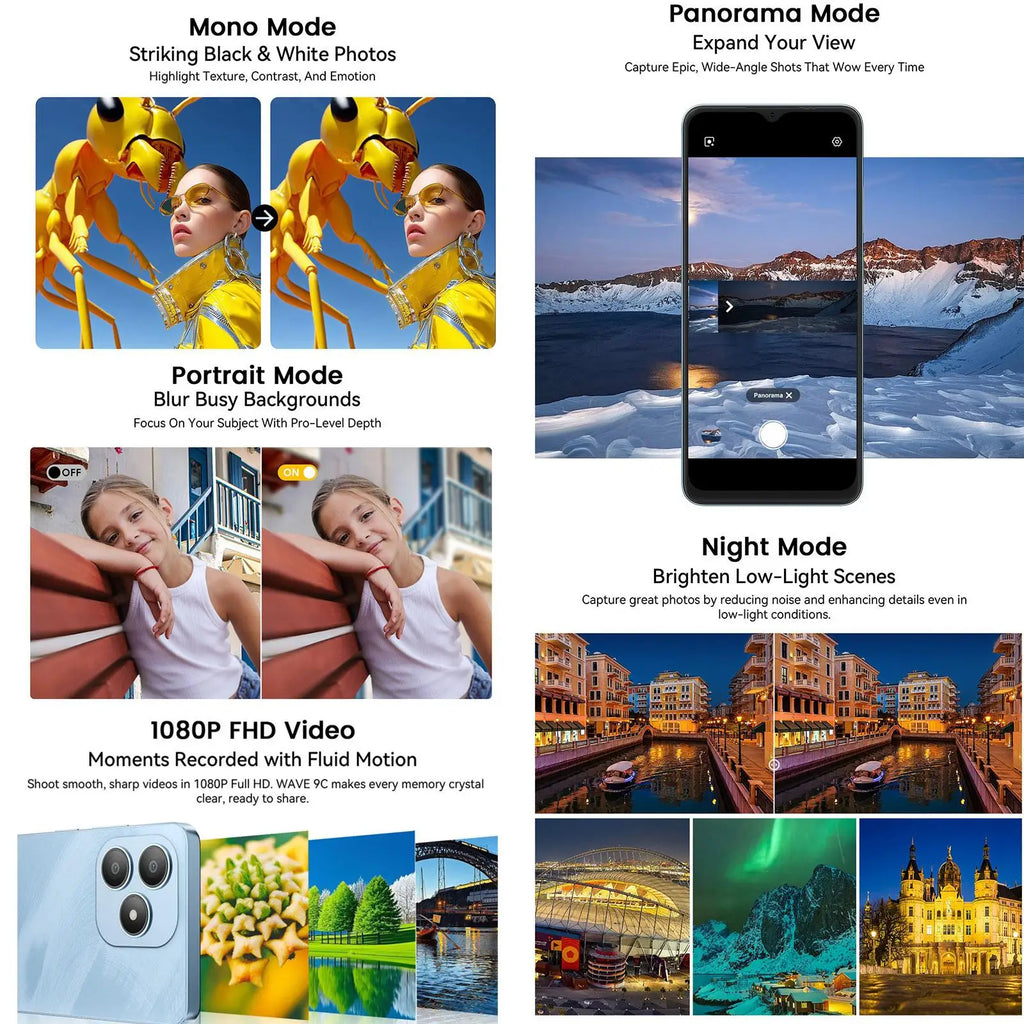 Blackview WAVE 9C Smartphone 4GB+128GB 6.56'' Android 15 Unisoc T603 5000mAh 13MP Camera 4G Cellphone