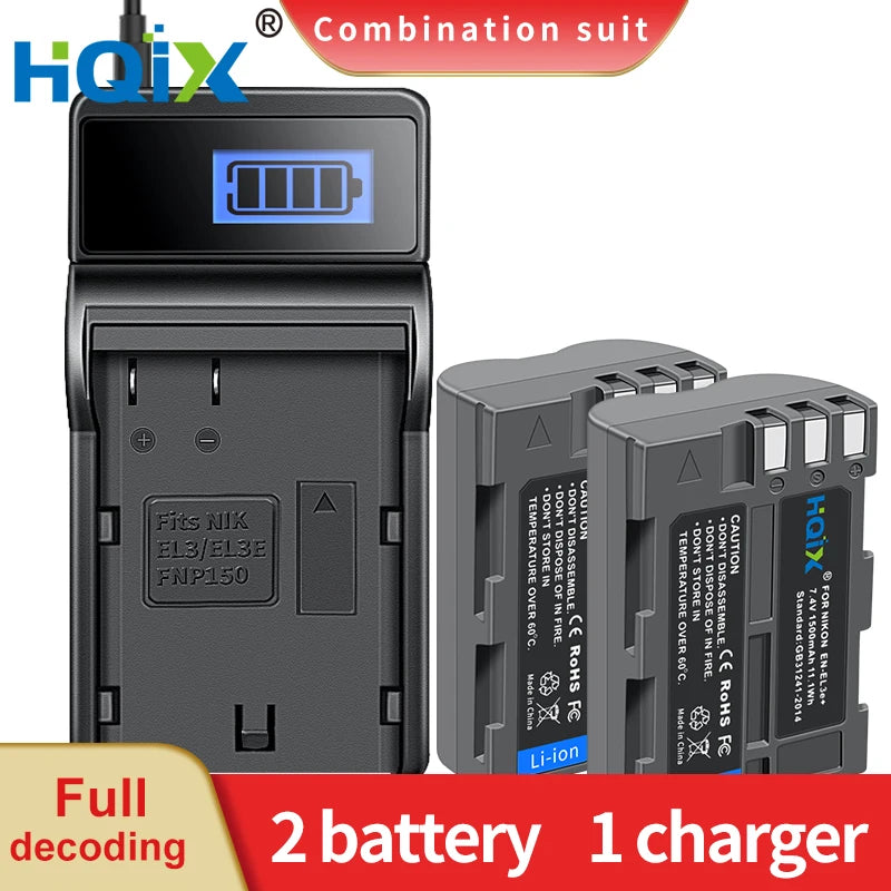 HQIX for Nikon D50 D70 D70S D80 D90 D100 D200 D300 D300S D700 Camera EN-EL3E Charger Battery