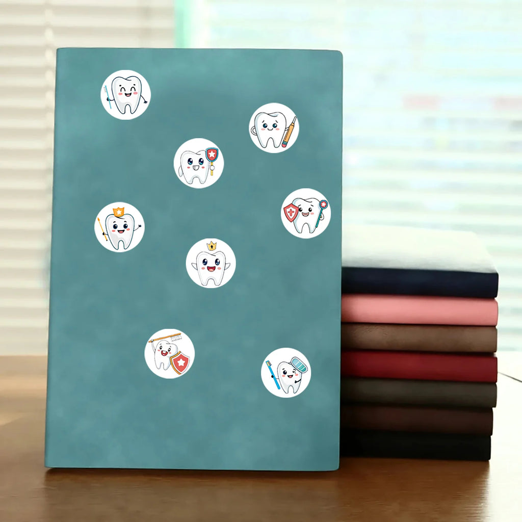 1Roll(500Pcs) Take Care of Teeth Dental Defender Stickers 2.5cm/1.0'' 8 Designs Decals Diy Adorn Gifts Packaging Home Decor