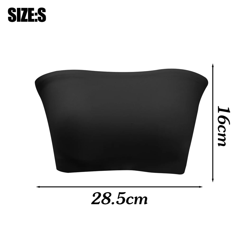 2025 Fashion Women Tube Tops Strapless Bra Black Skin Chest Wrap Bandeau Unlined Seamless Breathable Comfortable Underwear Tops