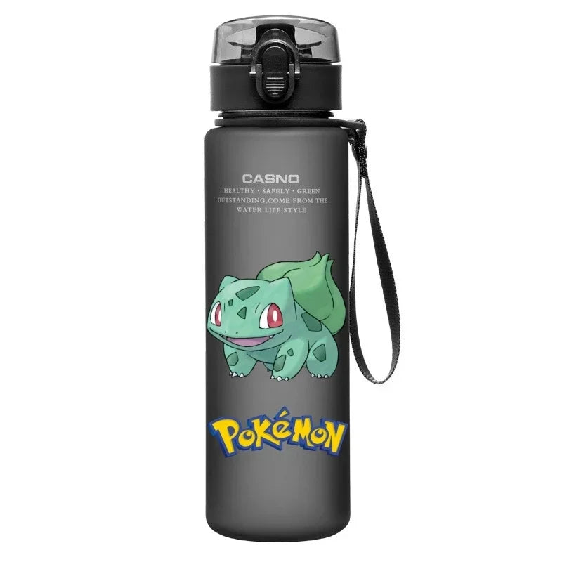 560ML Pokemon Water Cup Pikachu Mewtwo Gengar Portable Plastic Cartoon Outdoor Sports Large Capacity Travel Hiking Water Bottle