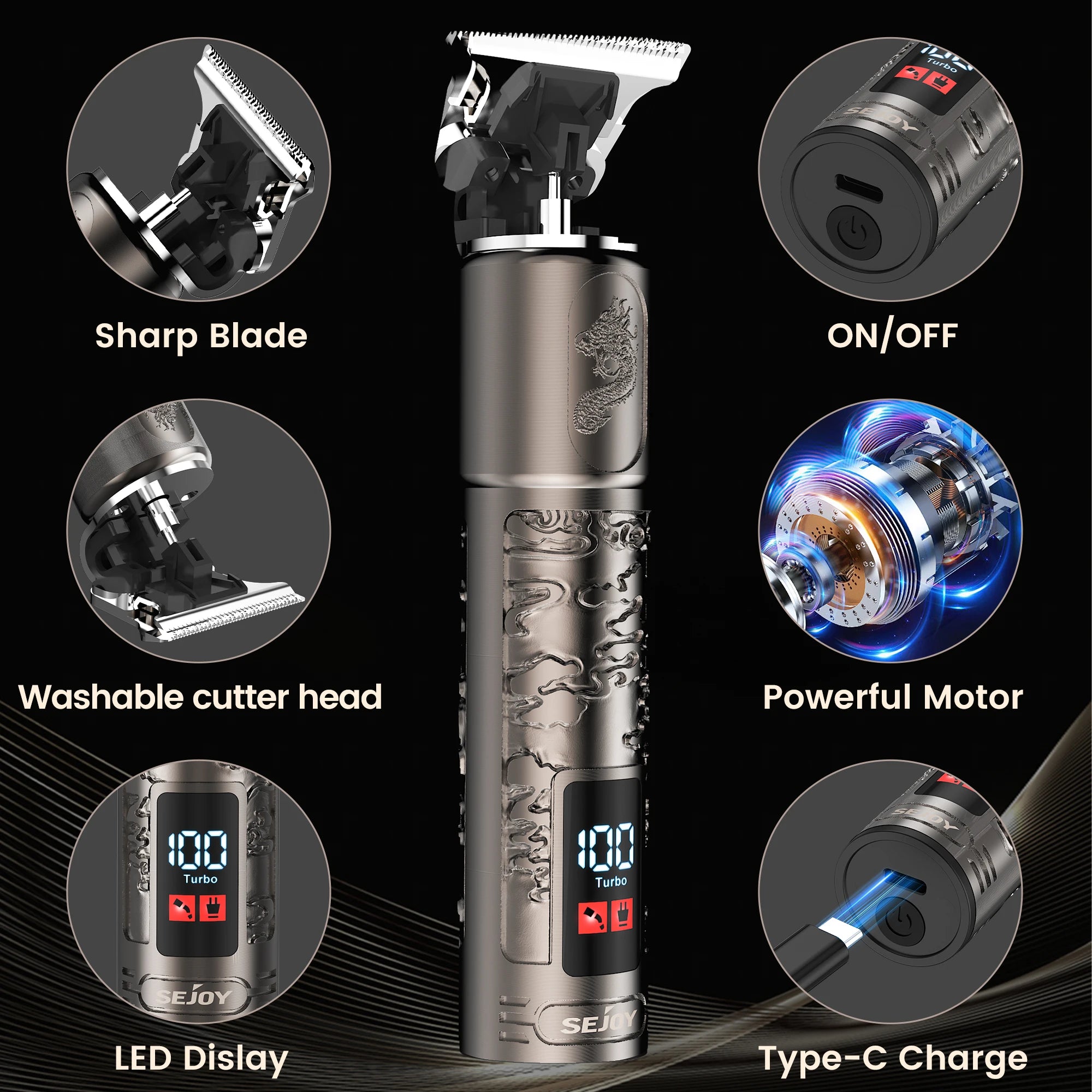 SEJOY Electric Hair Clipper for Men Professional Hair Cutting Machine Adjustable Precision  Adults Kids Cordless Hair Trimmers