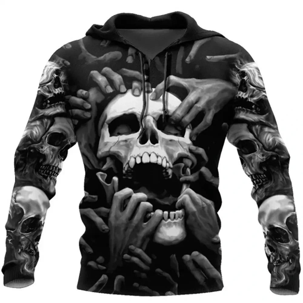 Vintage Skull 3D Print Hoodie Men/Women Casual Fashion Hoodies 2026 Pullover Sweatshirts Oversized Unisex Men Coat