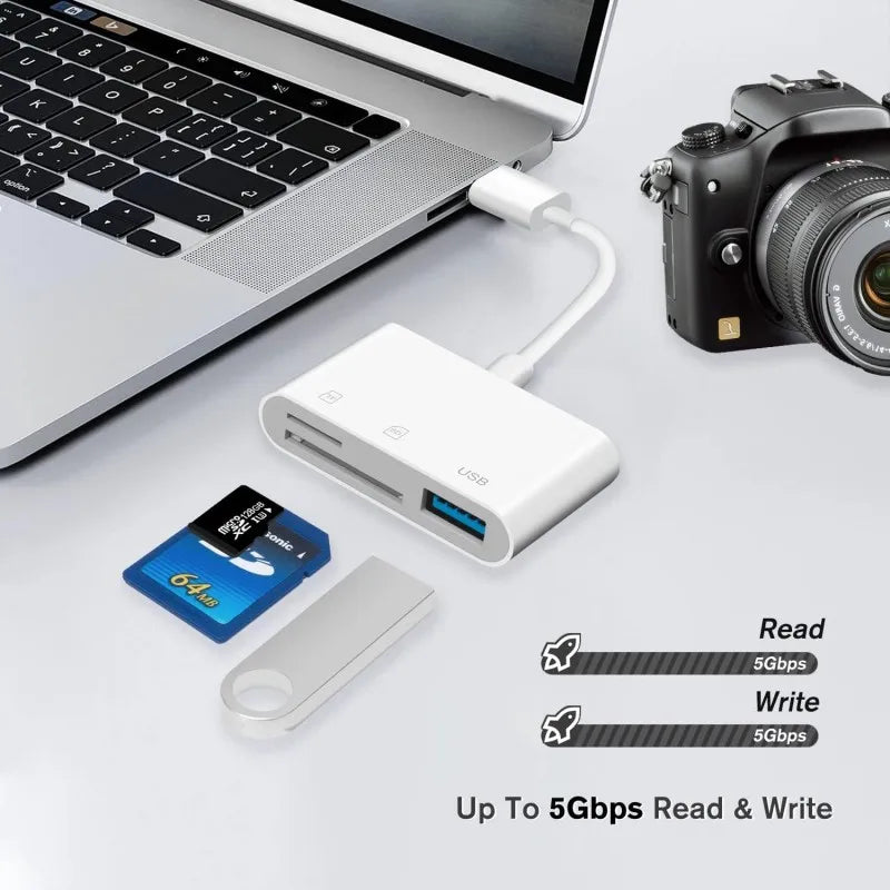 OTG 3 in 1 TF SD Card Reader Data Transmission Splitter Camera Reader Adapter for iPhone 15 14 13 12 11 XR Pro Max XR Android