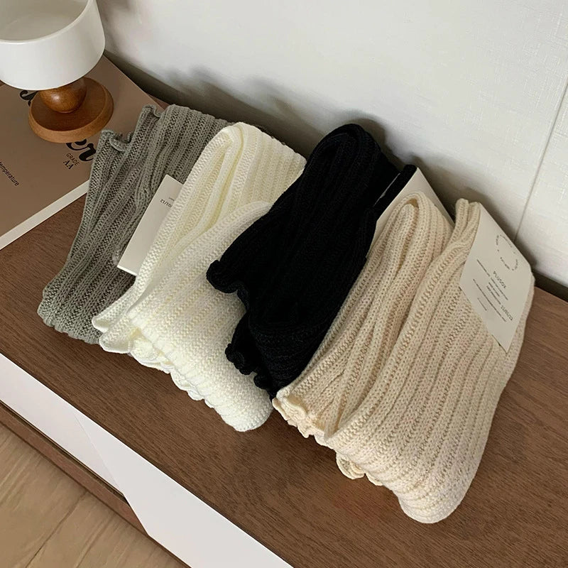 57cm Japanese Lolita Leg Warmers Winter Women Ankle Warmer Girls Gothic Long Socks Thin Knitted Female Cosplay Socks Boot Cuffs