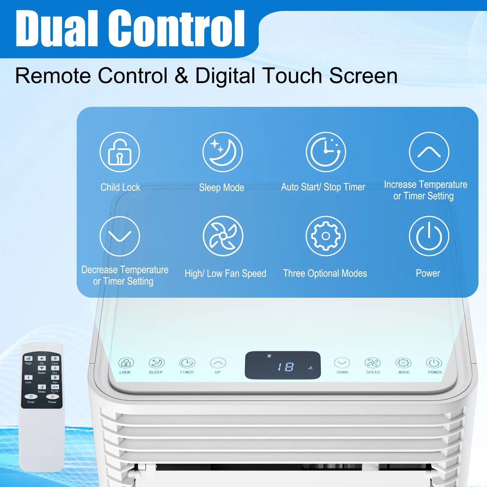 10000 BTU Portable Air Conditioner 3-in-1 Air Cooler w/Dehumidifier & Fan Mode