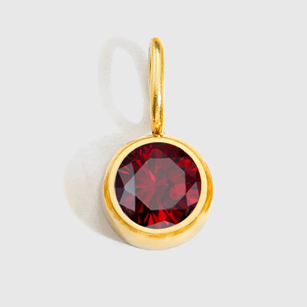 St-Delan Stainless Steel Round Bezel CZ Birthstone Charms Multicolor Crystal Pendant for DIY Jewelry Making