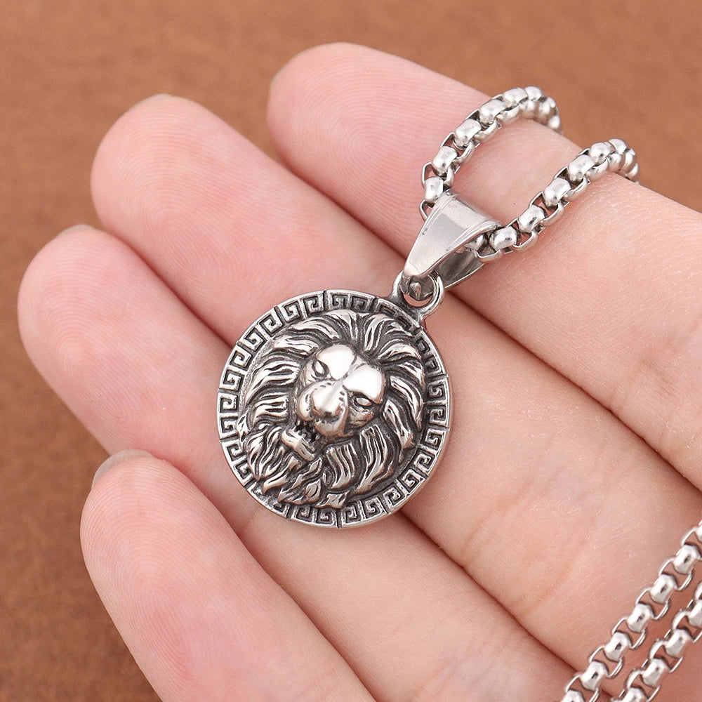 Fashion Small size Lion Head Pendant for Men Women Gift Punk Rock Stainless Steel Viking Animal Necklaces Popular Biker Jewelry