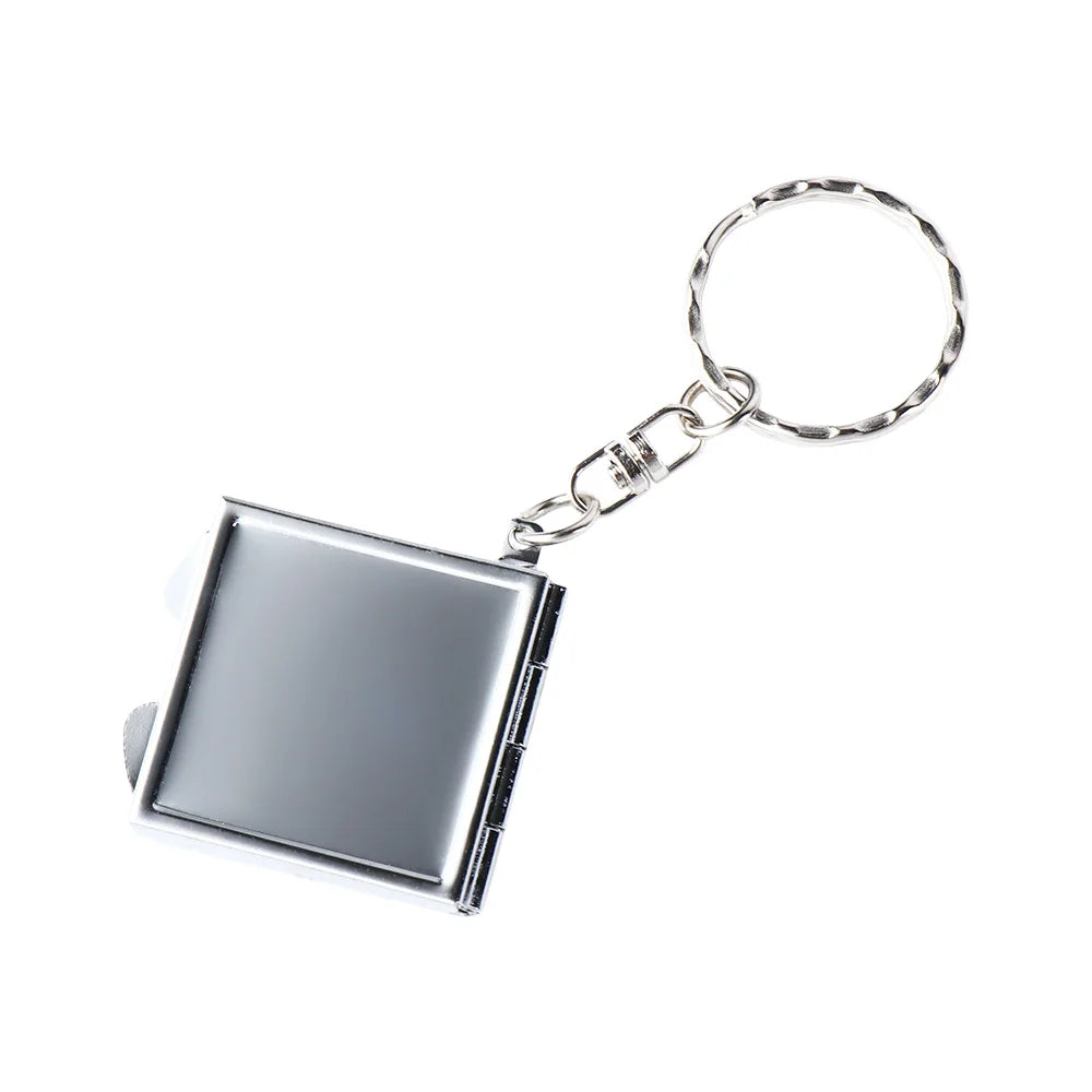 Portable Mini Folding Mirror Key Chain Round Heart Oval Sqaure Shape Pocket Compact Makeup Cosmetic Mirror With Key Ring