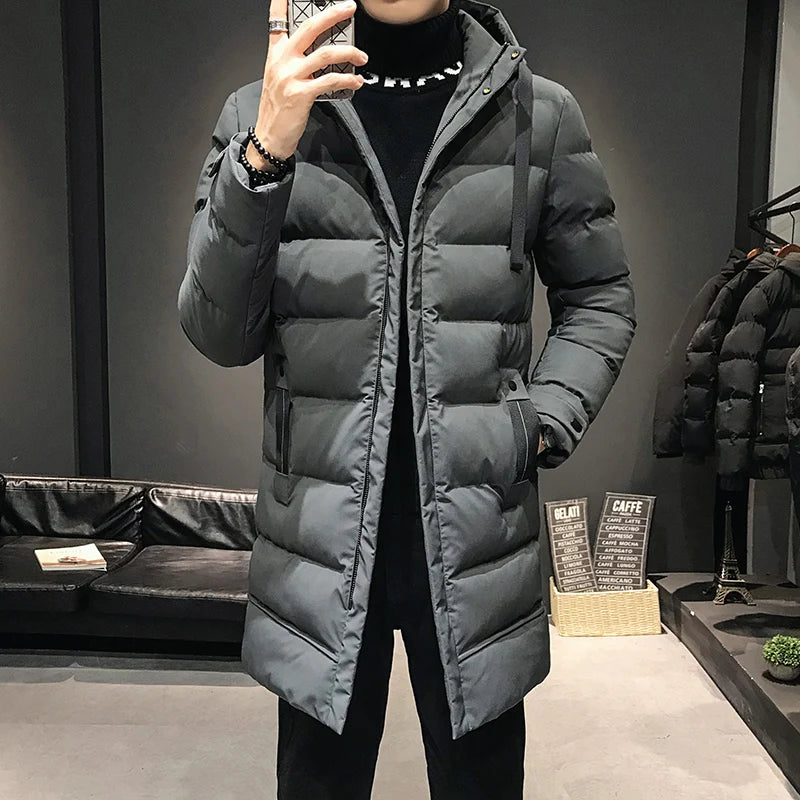 Men's Mid-Length Thickened Winter Jacket Duck down Cotton Coat Warmth Style 2023 New Fashion Trend Youth Casual Cleanfit