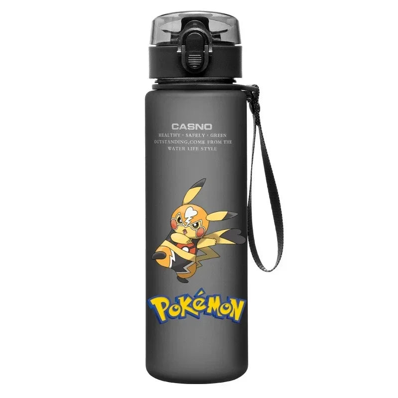 560ML Pokemon Water Cup Pikachu Mewtwo Gengar Portable Plastic Cartoon Outdoor Sports Large Capacity Travel Hiking Water Bottle