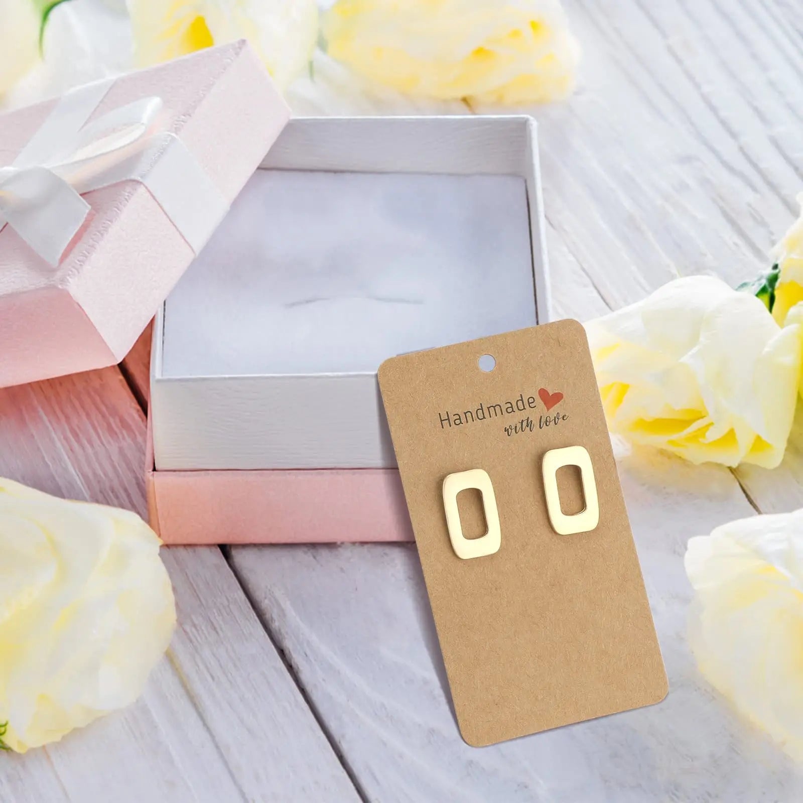 50pcs 5x9cm Earring Display Cards Handmade with Love Holders for Ear Stud Jewelry Selling Small Business Packaging Supplies