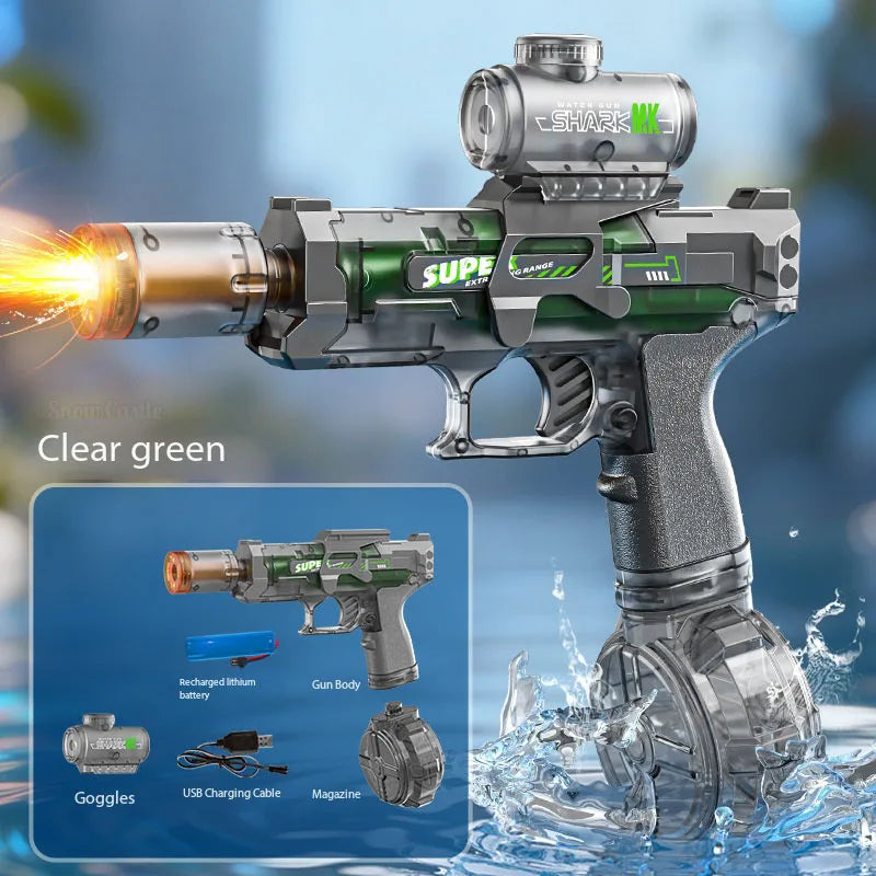 Electric Gatling LED Light Water Gun High-Speed Continuous Burst Rotating Summer Outdoor Beach Pool Party shooting Toy Gift