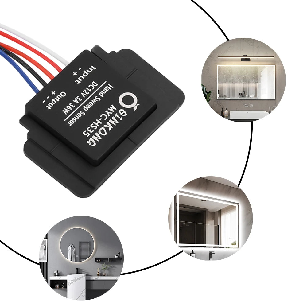 DC 12V 3A 36W LED Dimmer Switch Hand Scan Dimmer Sensor Switch Infinite dimming For Bathroom Mirror Light Backlight Decoration