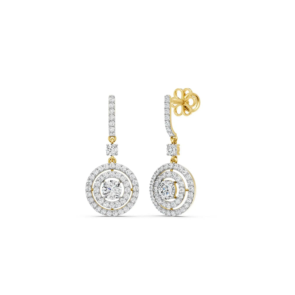 Lab Diamond Drop Earrings 2.64 Carat Total IGI Certified D VVS2 10K Gold Halo Dangle Rhodium Plated Wedding Luxury Party Wear