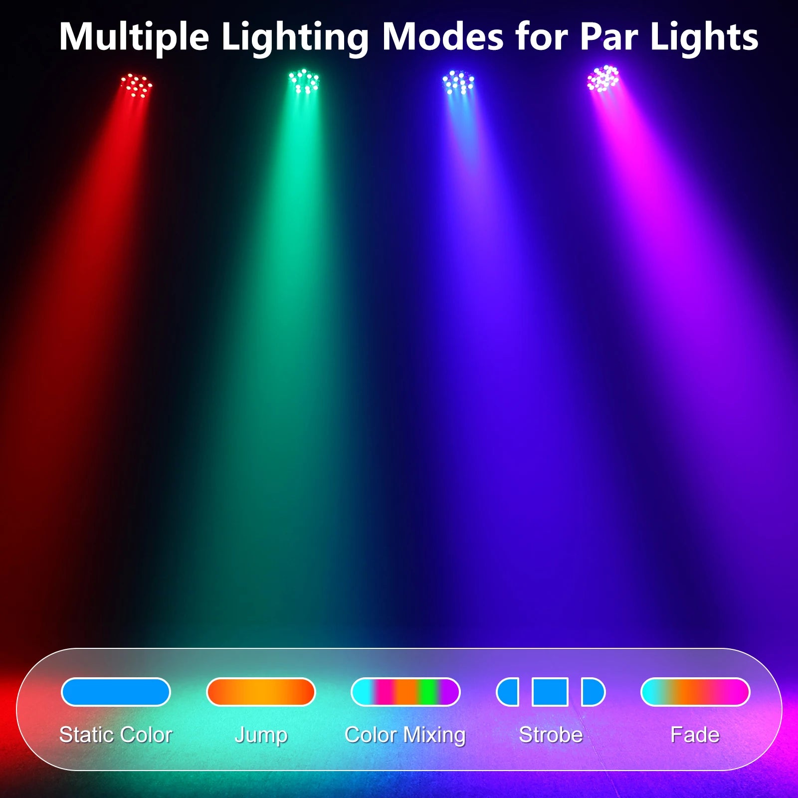 4PCS Par Light 36LEDs RGB Lights Stage Effect Lighting Projector DMX512 Sound control DJ Disco Party Lights for Bar Club Theater